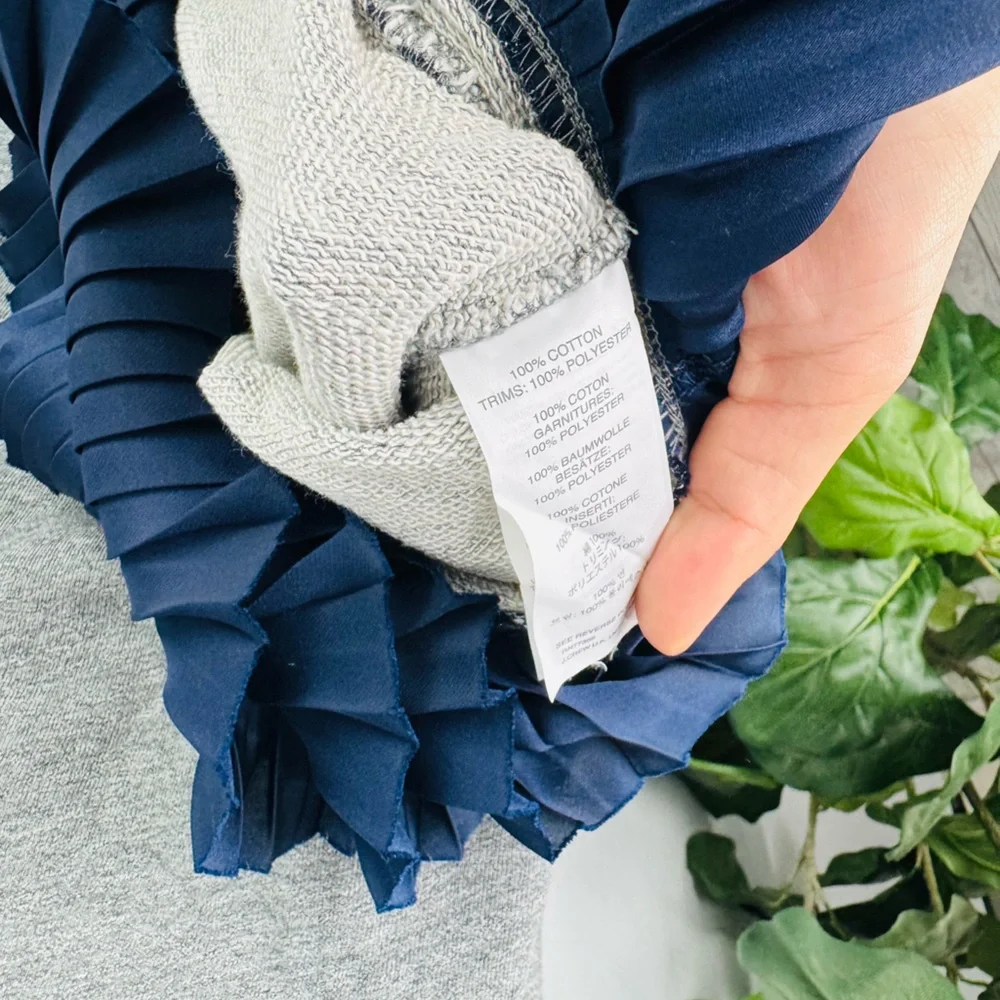 J.CREW Ruffle Pleated Hem in Heather Gray Crew Sweatshirt Top